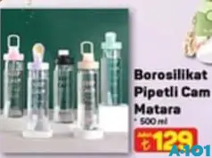 BOROSİLİKAT PİPETLİ CAM MATARA 500 ML